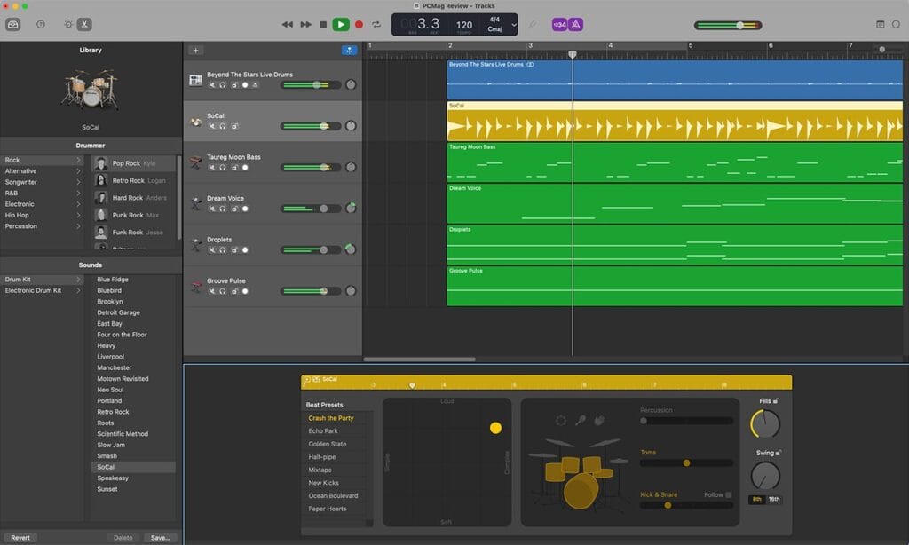 GarageBand en action : interface intuitive pour créer des beats sur macOS.
