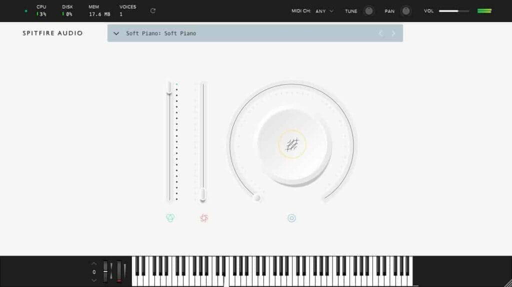 Interface du plugin gratuit LABS de Spitfire Audio, utilisé pour le beatmaking