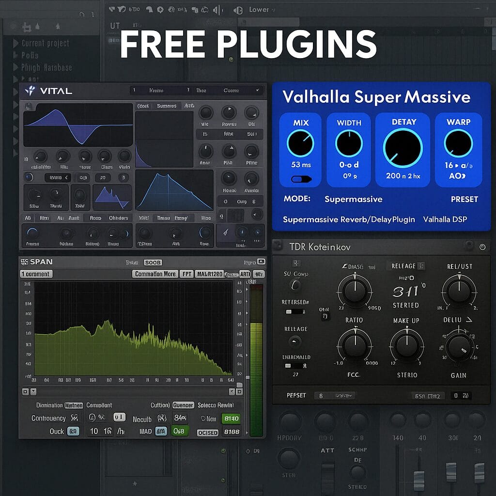 Interfaces de plugins gratuits utilisés pour améliorer ses beats en 2025 (Vital, SPAN, Valhalla, Graillon)