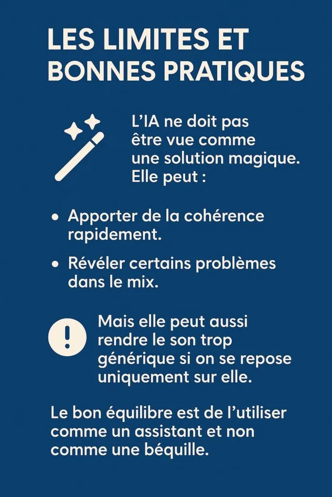 Infographie : limites et bonnes pratiques de l'IA pour le mixage audio en 2025
